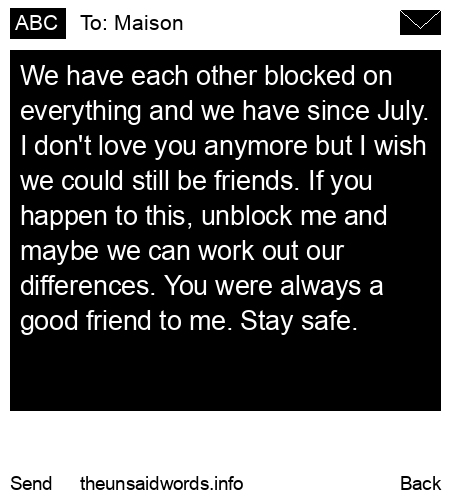 unsent message to Maison