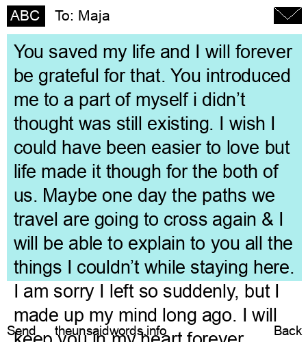 unsent message to Maja