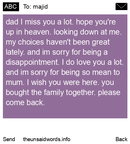 unsent message to majid