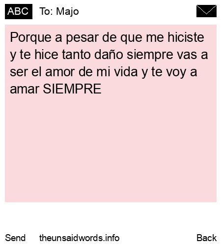 unsent message to Majo