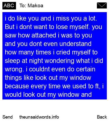 unsent message to Makoa