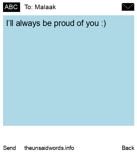 unsent message to Malaak