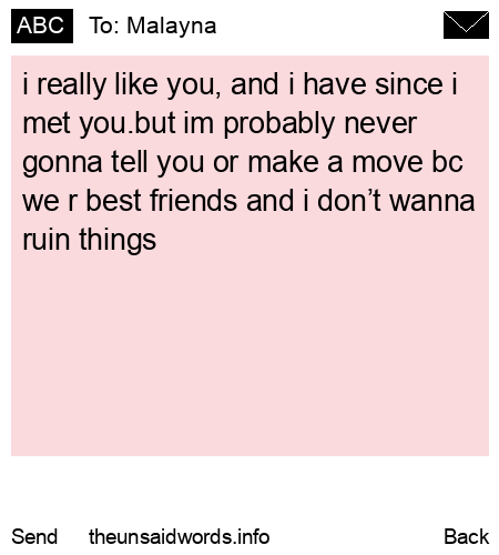 unsent message to Malayna