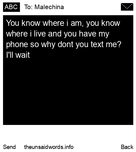 unsent message to Malechina