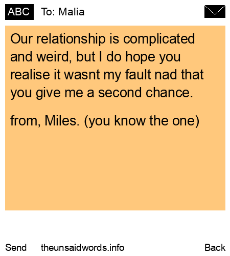unsent message to Malia