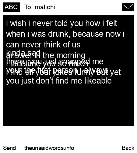 unsent message to malichi
