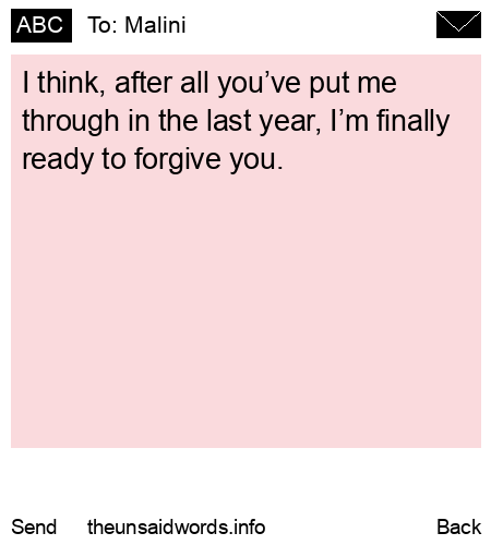 unsent message to Malini