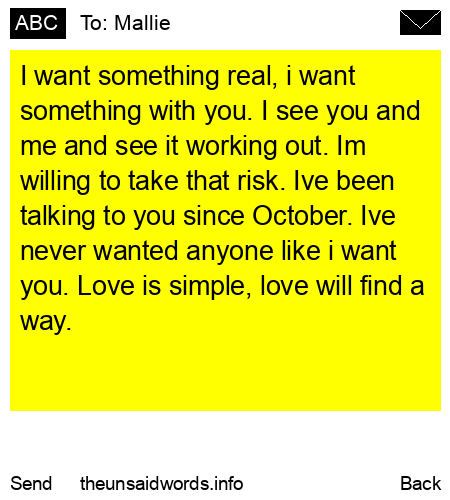 unsent message to Mallie