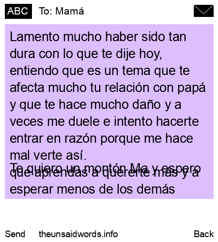 unsent message to Mamá