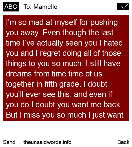 unsent message to Mamello
