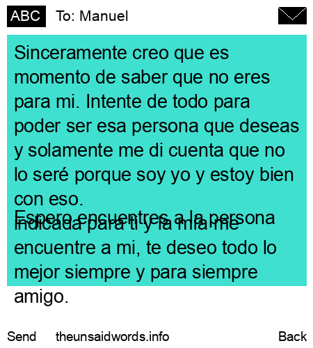 unsent message to Manuel