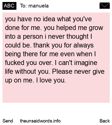 unsent message to manuela