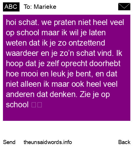 unsent message to Marieke