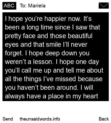 unsent message to Mariela