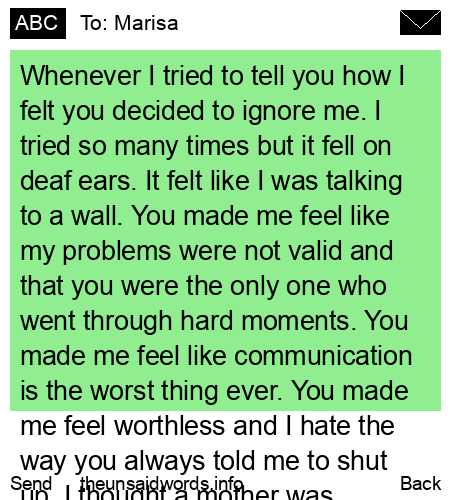 unsent message to Marisa