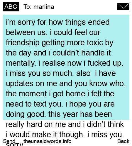 unsent message to marlina