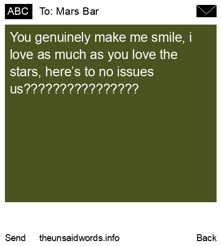 unsent message to Mars Bar