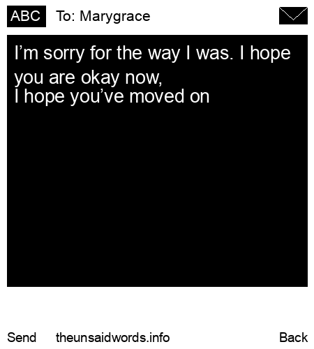 unsent message to Marygrace