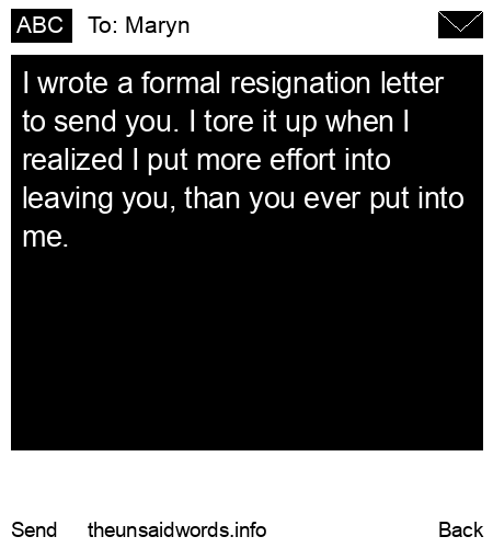 unsent message to Maryn