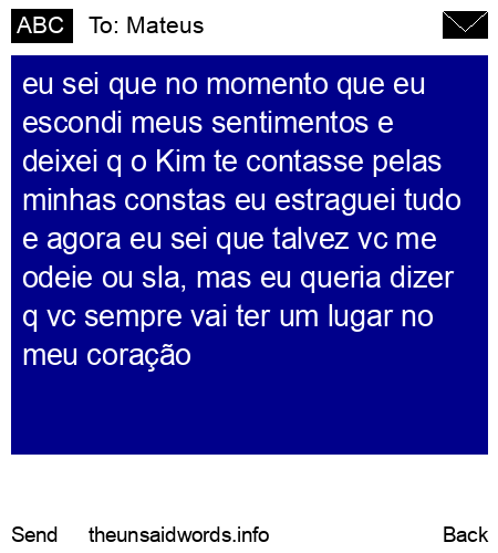 unsent message to Mateus
