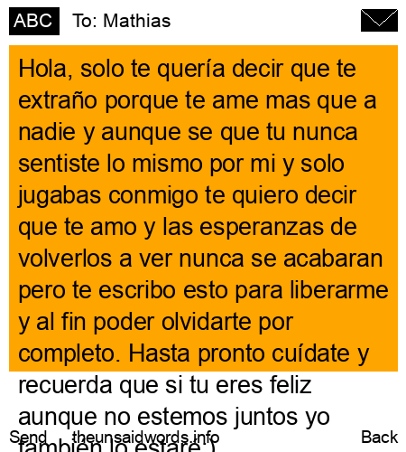 unsent message to Mathias