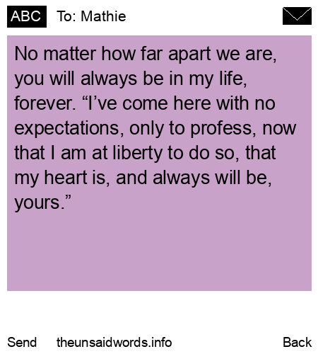 unsent message to Mathie