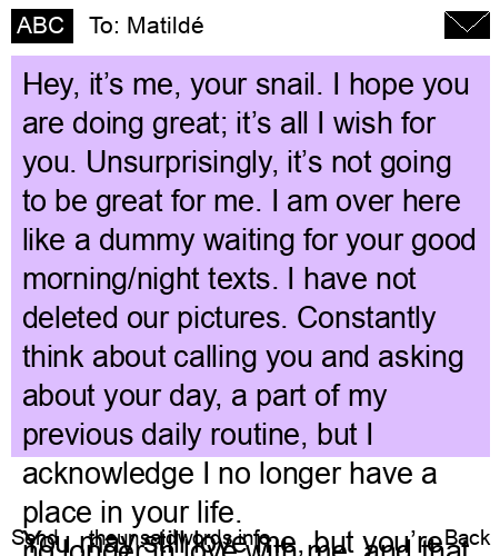 unsent message to Matildé