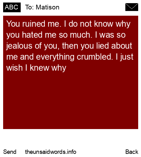 unsent message to Matison