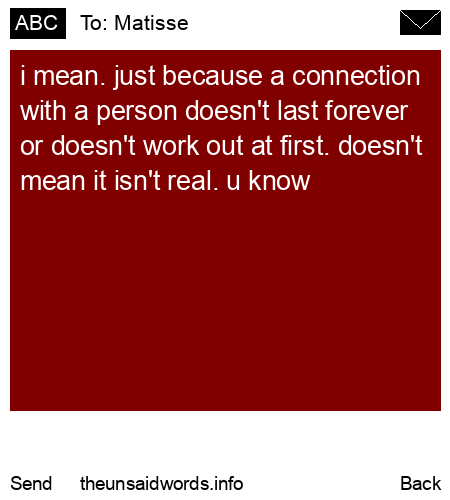 unsent message to Matisse
