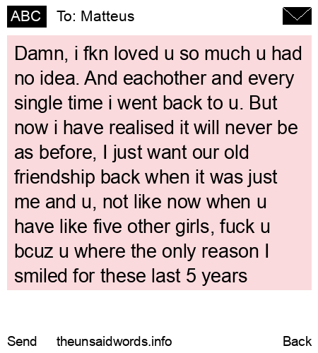 unsent message to Matteus