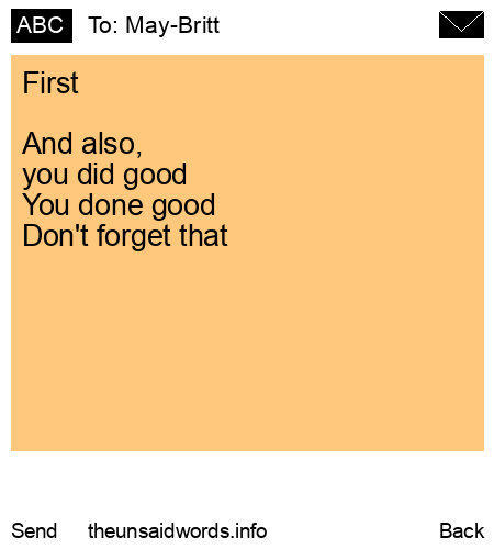unsent message to May-Britt
