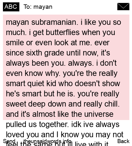unsent message to mayan