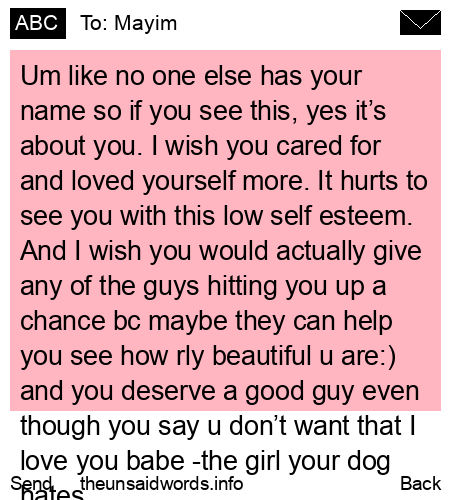 unsent message to Mayim