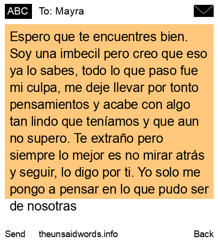 unsent message to Mayra