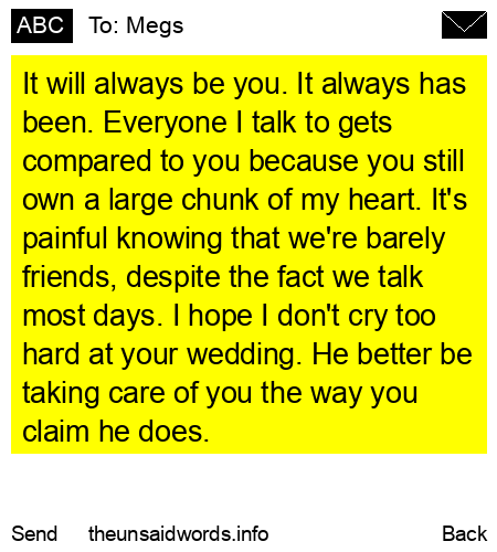 unsent message to Megs
