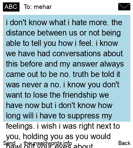 unsent message to mehar