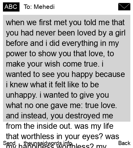 unsent message to Mehedi