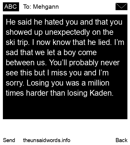 unsent message to Mehgann