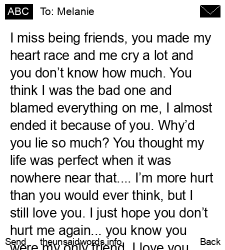 unsent message to Melanie