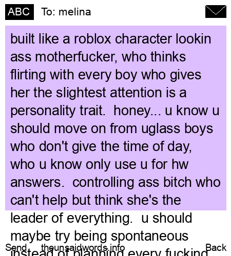 unsent message to melina