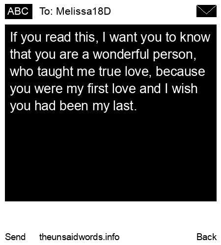 unsent message to Melissa18D