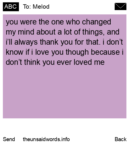 unsent message to Melod