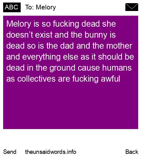 unsent message to Melory