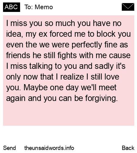 unsent message to Memo
