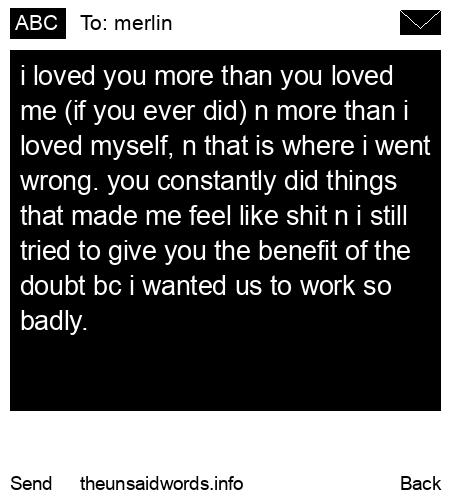 unsent message to merlin