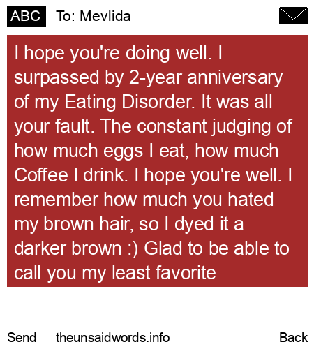 unsent message to Mevlida