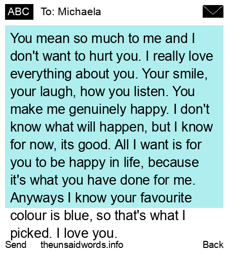 unsent message to Michaela