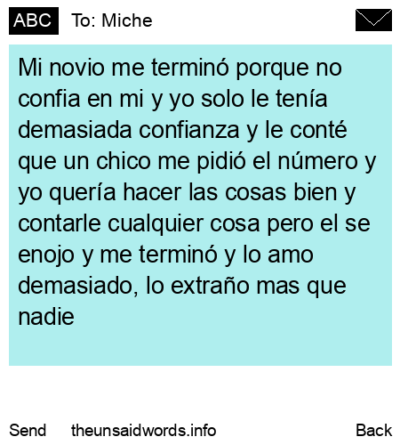 unsent message to Miche