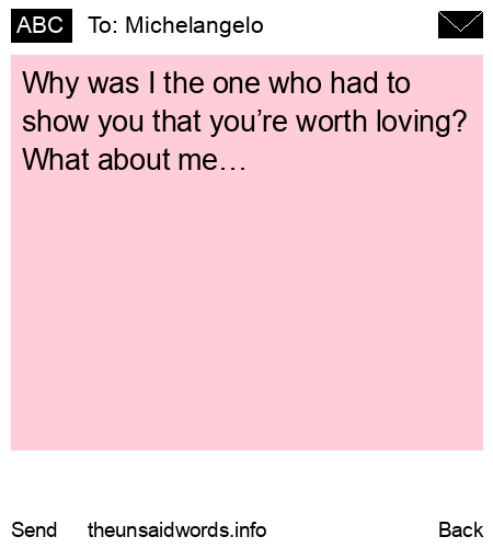 unsent message to Michelangelo