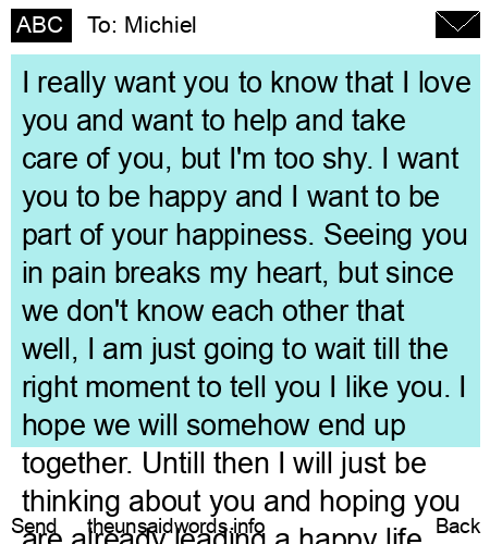 unsent message to Michiel